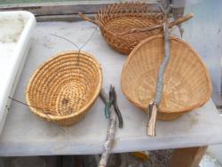 Salvaged baskets, with wires in place 