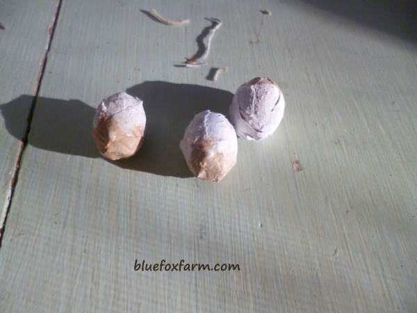 Beads covered with paper make great eggs