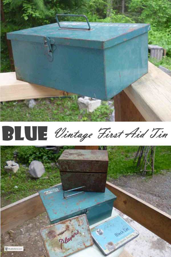 Blue and Rustic Vintage Tin
