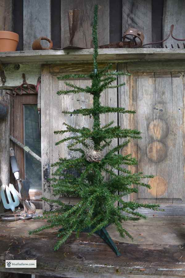 Fake Christmas Tree - trimmed into a Primitive one