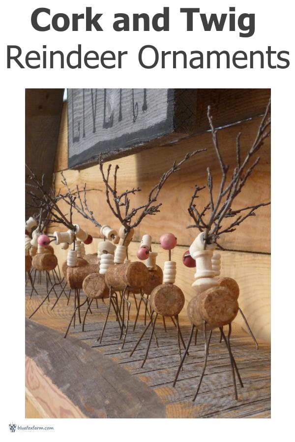 Cork and Twig Reindeer Christmas Ornaments