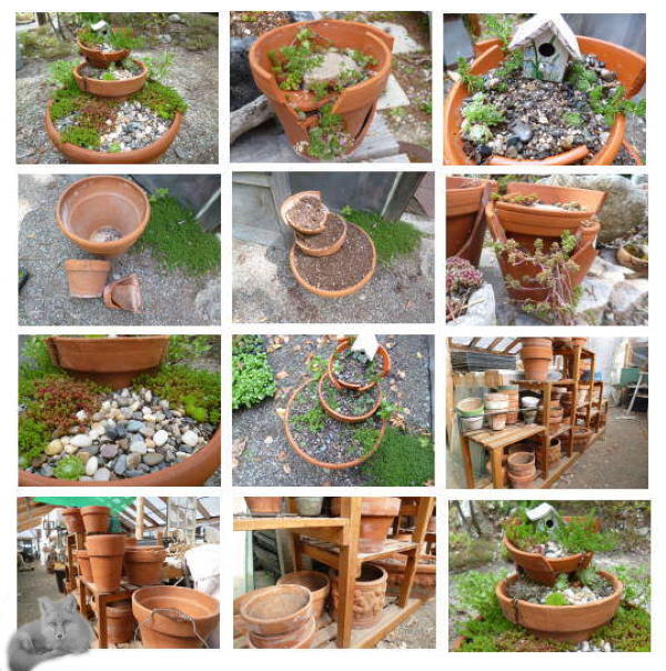 Clay Pot Fairy Garden Collage