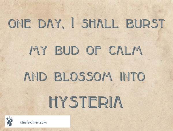 One day I shall burst my bud of calm and blossom into hysteria (or Wisteria)