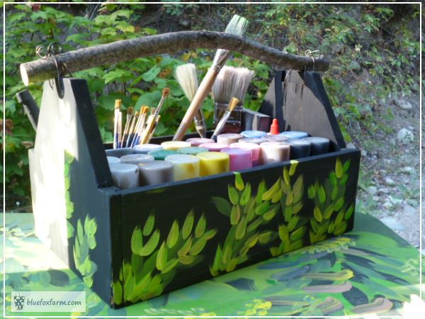 Painted Trug for Storing Craft Paints