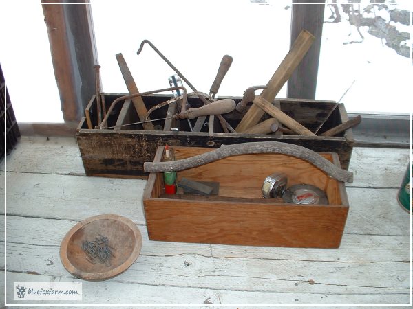 Simple Wooden Box transforms into spectacular Rustic Tool Caddy with a Twig Handle