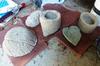 Some projects drying...bowl on left made using cabbage leaves