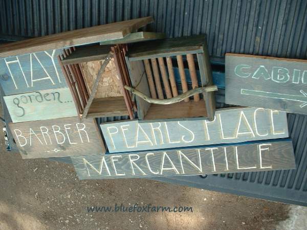 Barnboard painted signs...