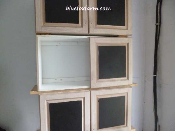 Chalkboard painted cabinet doors