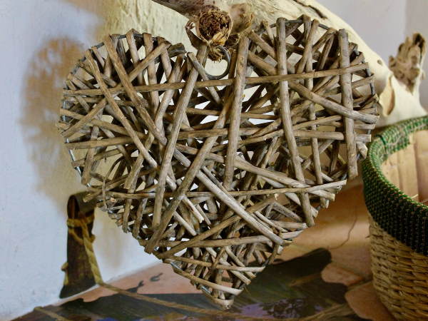 Driftwood crafted into the shape of a heart