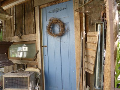 The eclectic collection on the porch