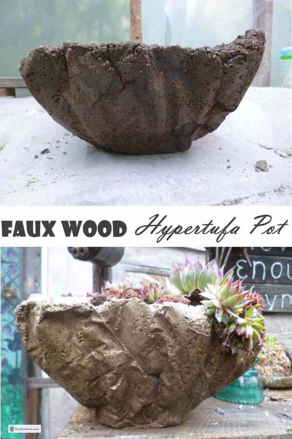 Faux Wood Hypertufa Pot