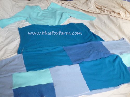 Join the rest of the t-shirts cut into squares or rectangles...patchwork fashion...