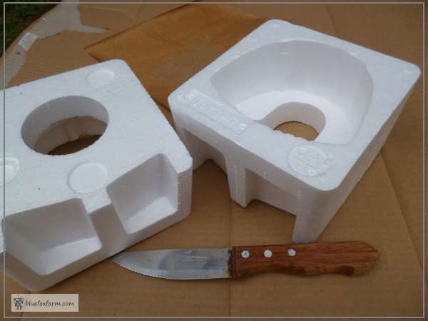 Odd shaped pieces of Styrofoam packaging