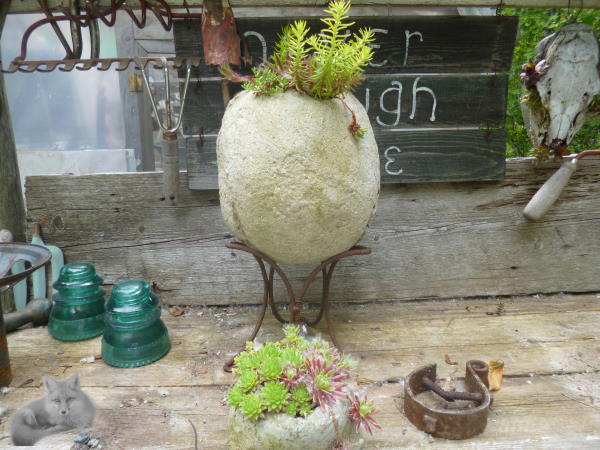 Hypertufa Orb, planted with Sedum 'Angelina'