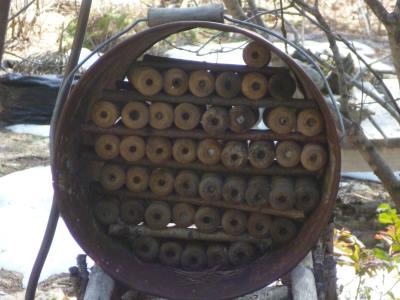 Mason Bee Condo made with decorative spools