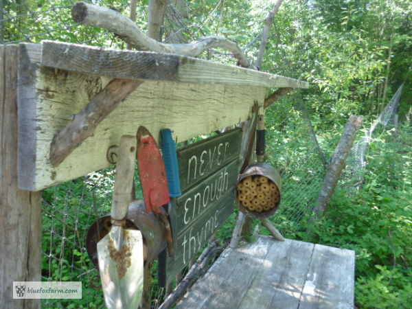 Potting Bench with rustic tool holder