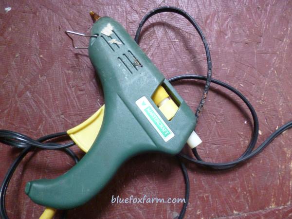 The old glue gun, complete with damaged cord