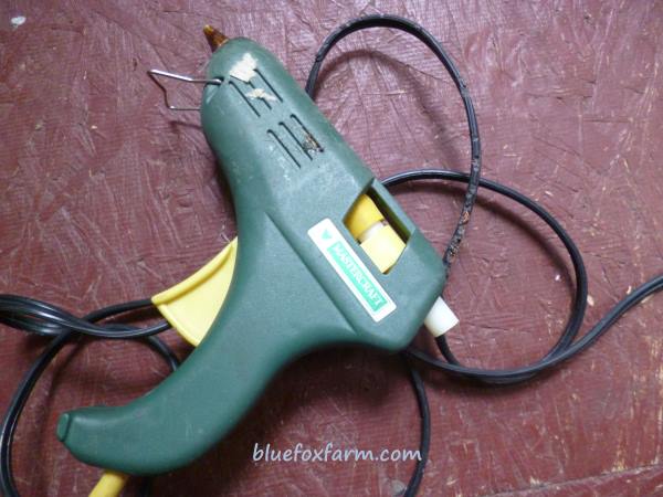 The old glue gun, complete with damaged cord