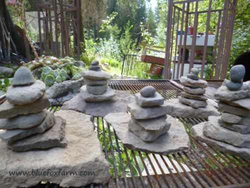 Stacked rocks waiting for their final homes